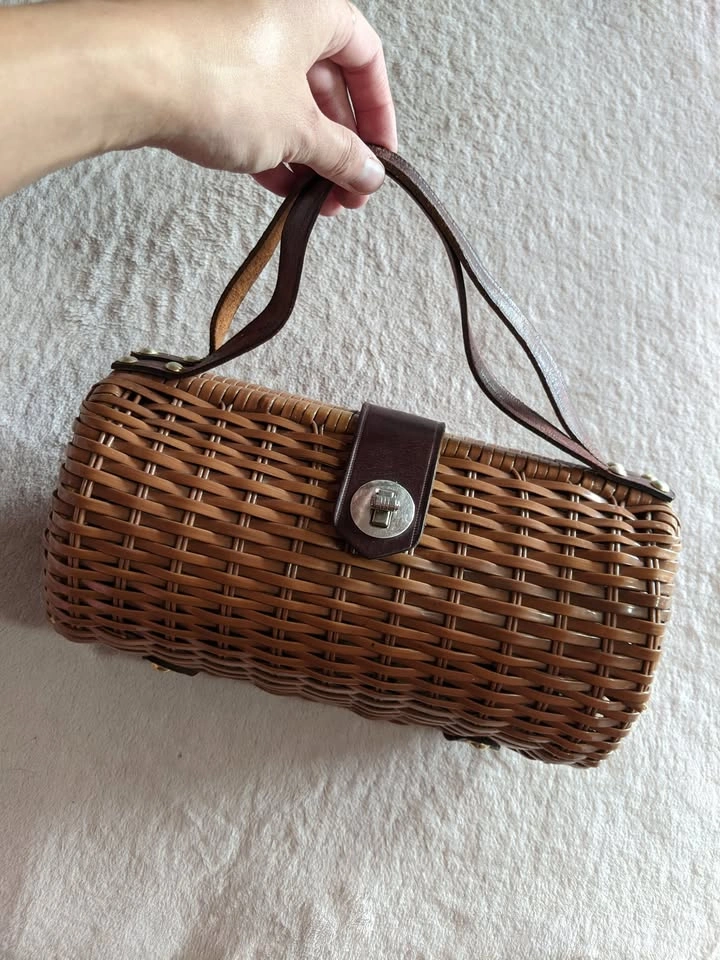 '60s vintage wicker barrel bag