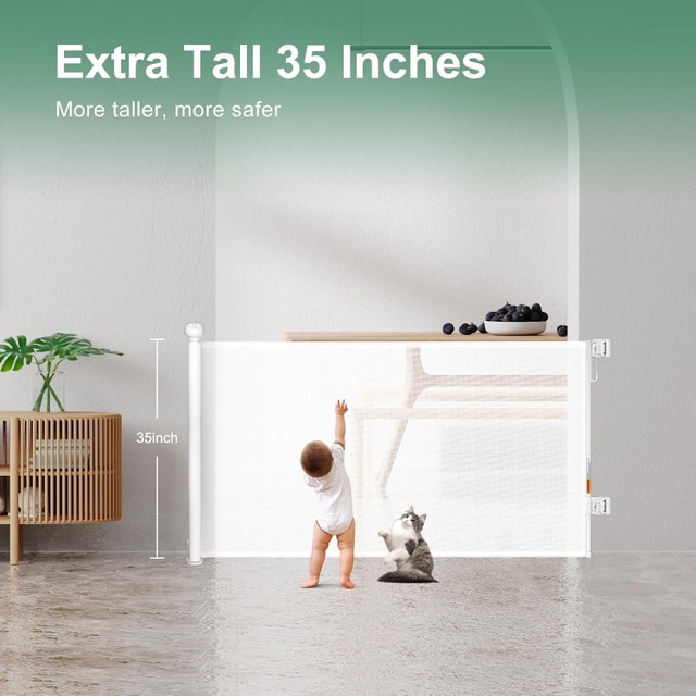 Gemdom White Retractable Baby Pet Gate 33x71" - photo 2