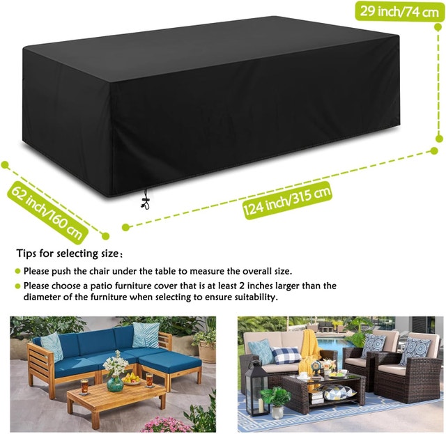 420D Heavy Duty Waterproof Outdoor Furniture Cover w Drawstring - photo 2