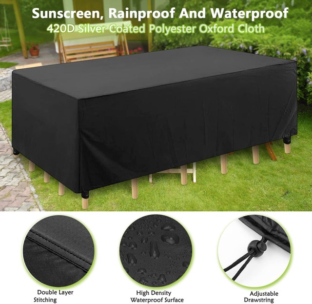 420D Heavy Duty Waterproof Outdoor Furniture Cover w Drawstring - photo 5
