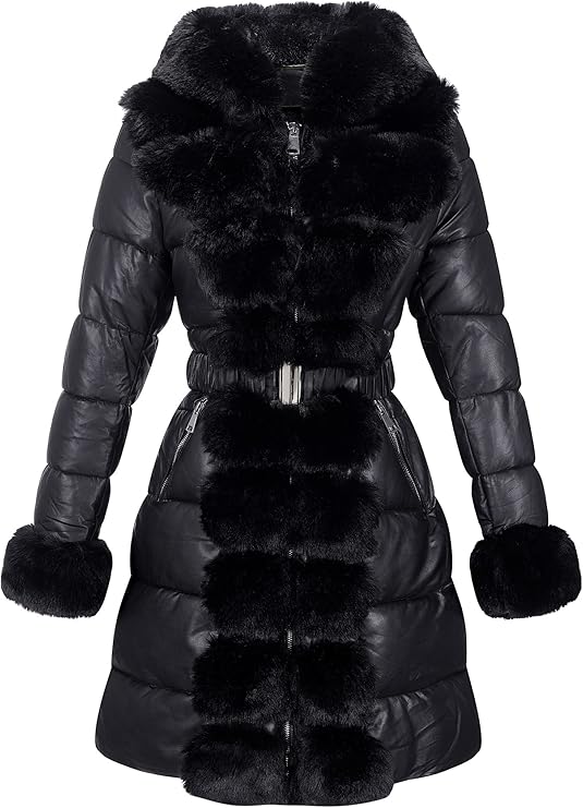 NEW Women 3XL Puffer Coat Parka Long Fur Collar Hooded Winter