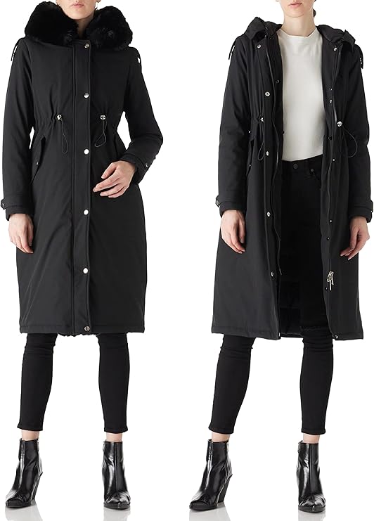 NEW Women Medium Puffer Coat Parka Long Fur Collar Hooded Winter - photo 3