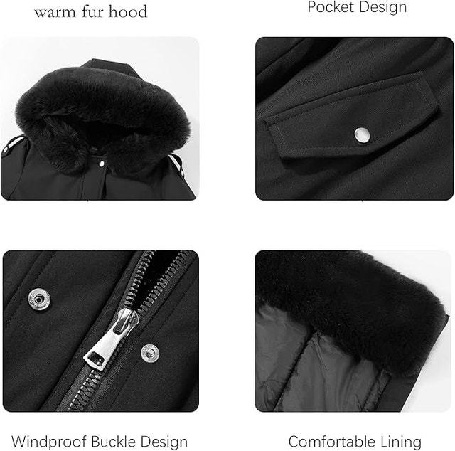 NEW Women Medium Puffer Coat Parka Long Fur Collar Hooded Winter - photo 5