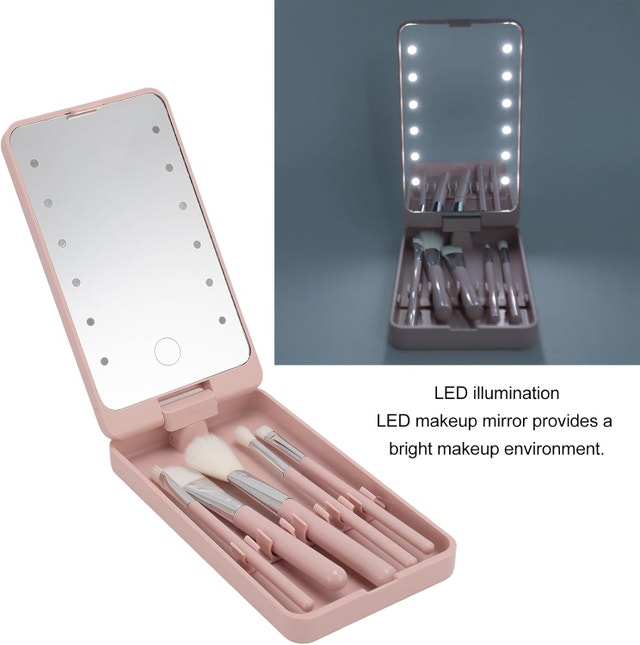 NEW Travel Makeup Brush Set with Mirror - photo 5