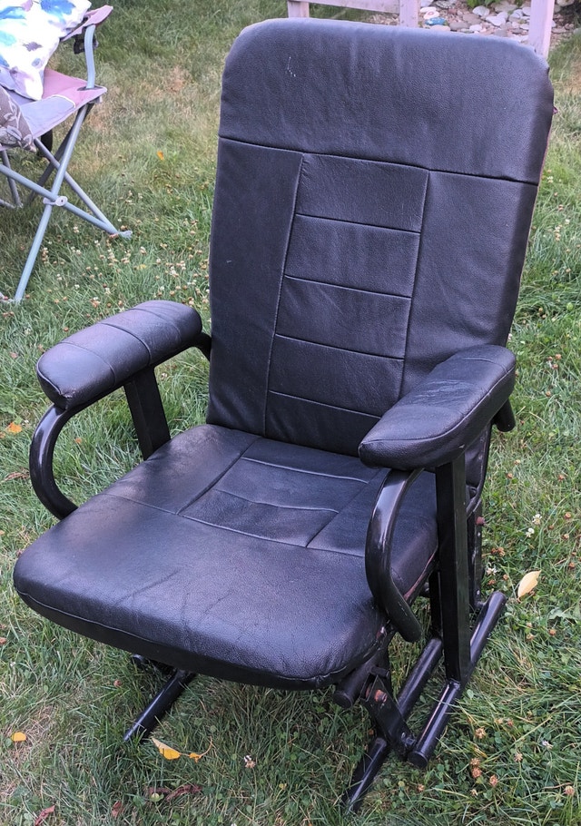 Black Leather Glider Recliner Rocker Chair