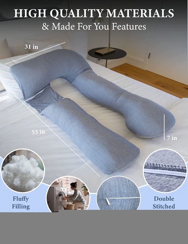 NEW Cooling Grey PharMeDoc Pregnancy Pillow, U-Shape Full Body - photo 4