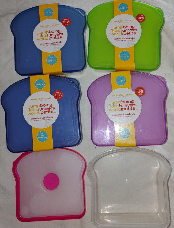 NEW 5 Jump Boing Sandwich Lunch Containers with Cold Pack