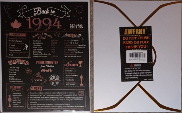 NEW 1994 Jumbo Birthday/Anniversary Card - 25x20cm - photo 5