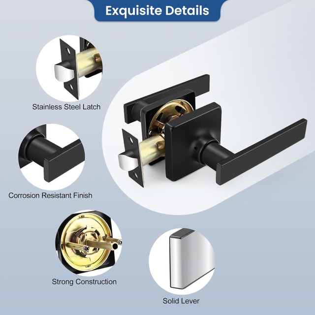 NEW GOBEKOR Matte Black Passage Levers Indoor Door Handles - photo 2