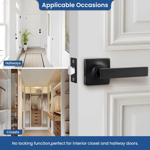 NEW GOBEKOR Matte Black Passage Levers Indoor Door Handles - photo 4