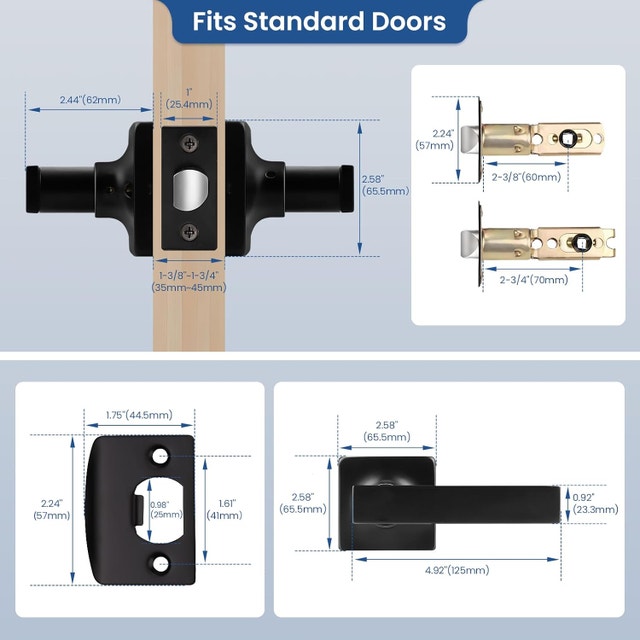 NEW GOBEKOR Matte Black Passage Levers Indoor Door Handles - photo 5