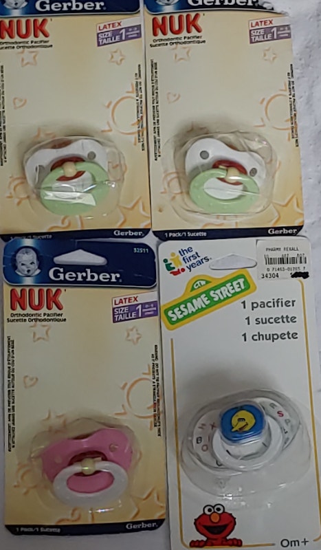 3 NEW Gerber NUK Latex Pacifiers Size 1 (0-6 M)
