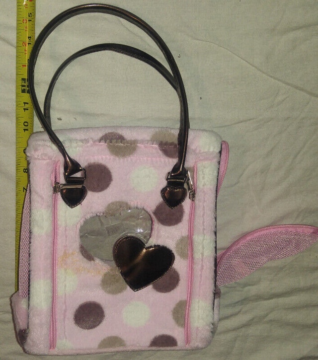2 Pink Fur Pucci Pups Toy Pet Carrier Purses