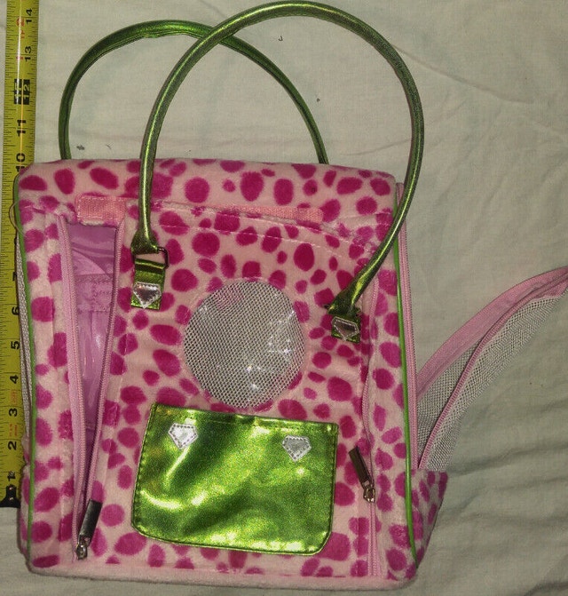 2 Pink Fur Pucci Pups Toy Pet Carrier Purses - photo 3