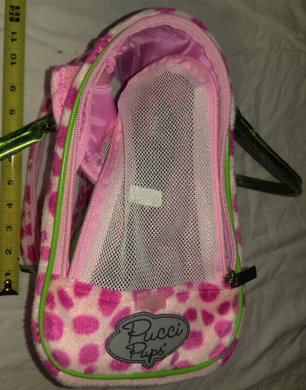 2 Pink Fur Pucci Pups Toy Pet Carrier Purses - photo 4