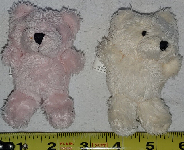 Old Navy Plush Soft Fur Mini Twin Bears - Pink & Cream