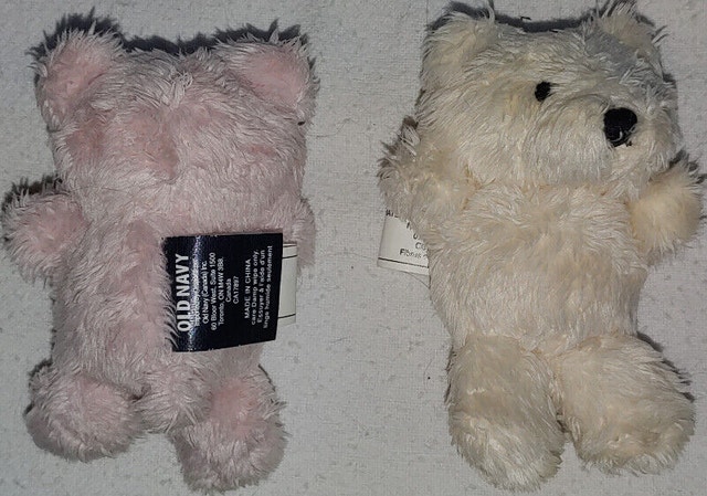 Old Navy Plush Soft Fur Mini Twin Bears - Pink & Cream - photo 2