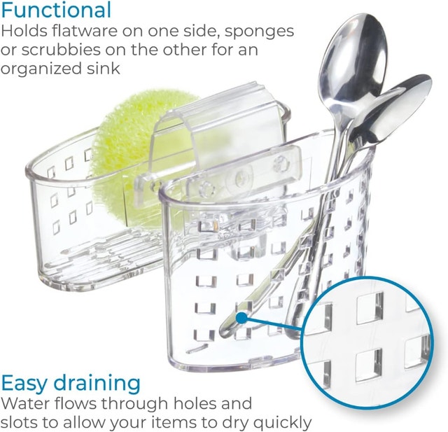 NEW iDesign Plastic Kitchen Sink Saddle Protector Caddy - photo 2