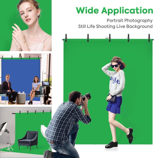 NEW Foccalli 2-in-1 Green & Blue Backdrop Screen w Stand 6.5x5 - photo 2