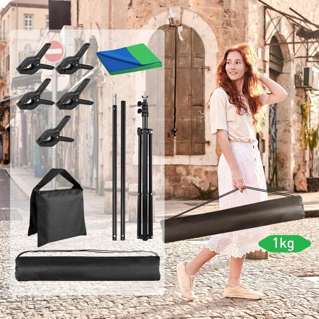 NEW Foccalli 2-in-1 Green & Blue Backdrop Screen w Stand 6.5x5 - photo 5