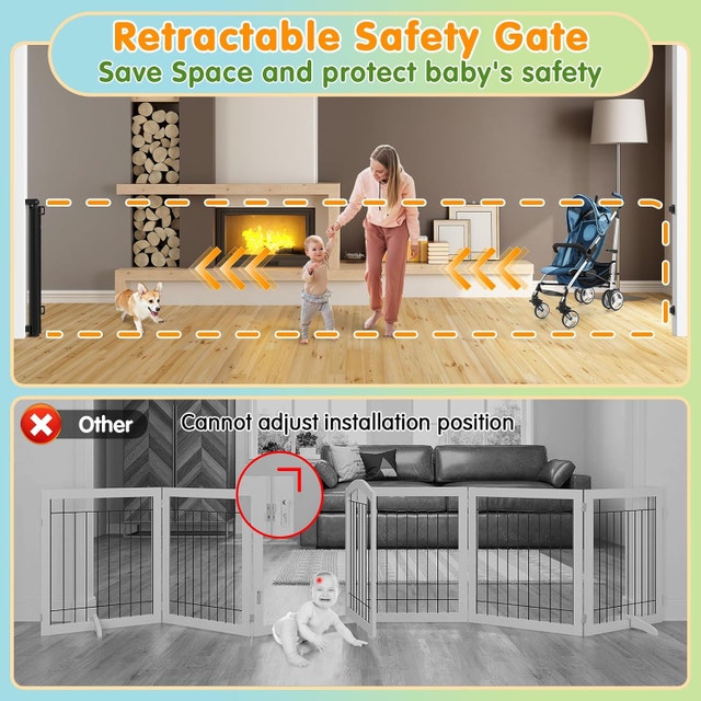 NEW 35x158" Black Retractable Baby Gate - photo 3