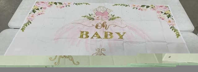 NEW 5x3ft Ballet Girl Oh Baby Shower Backdrop Polyester Pink - photo 3