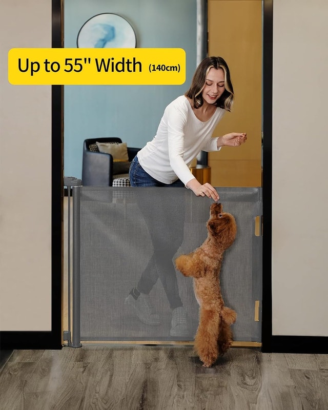 NEW Dearlomum Grey Retractable Baby/Pet Gate 33x55" - photo 2