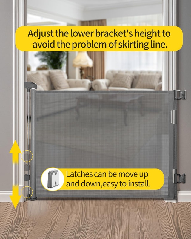 NEW Dearlomum Grey Retractable Baby/Pet Gate 33x55" - photo 3