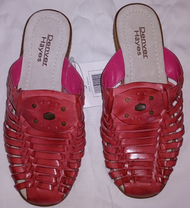 NEW Women's Size 8M Denver Hayes Leather Peach Sandal Shoes