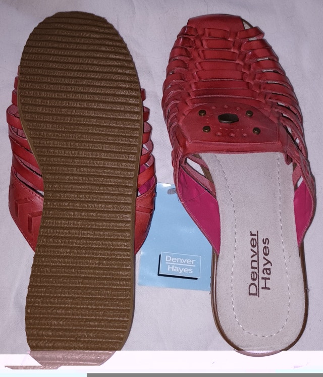 NEW Women's Size 8M Denver Hayes Leather Peach Sandal Shoes - photo 2