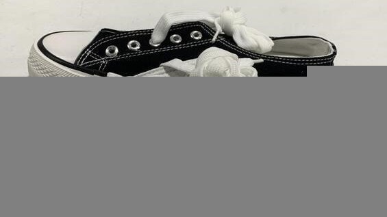 Women's B&W Canvas Low Top Sneakers - Size 9.5 - photo 2