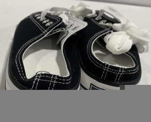 Women's B&W Canvas Low Top Sneakers - Size 9.5 - photo 4
