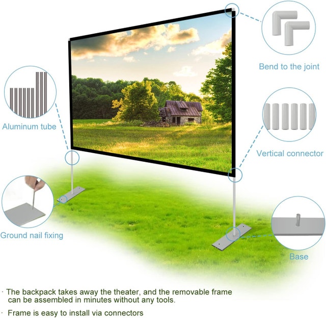 NEW Projector Screen w Stand 120" 16:9 HD 4K Outdoor Indoor Home - photo 3
