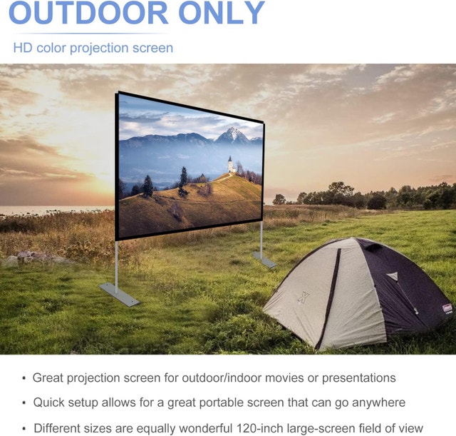 NEW Projector Screen w Stand 120" 16:9 HD 4K Outdoor Indoor Home - photo 4