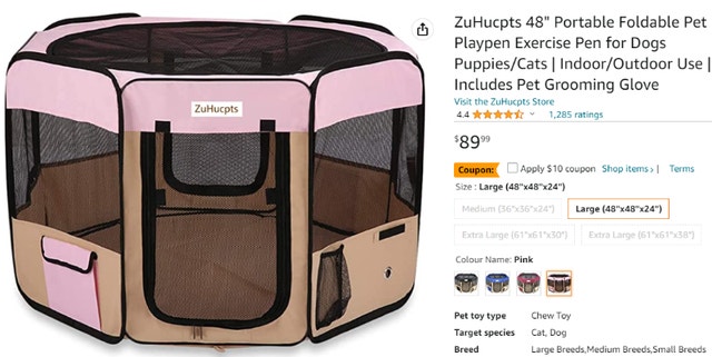 NEW ZuHucpts 48" Portable Foldable Pet Playpen Exercise Tent - photo 2