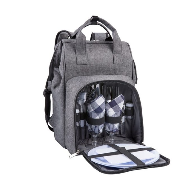 ALLCAMP Picnic Backpack for 2 Person w/ Blanket & Plates