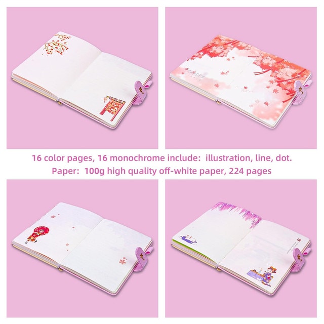 Kawaii Journal Notebook - Adounotes Cute Sakura Diary - photo 3