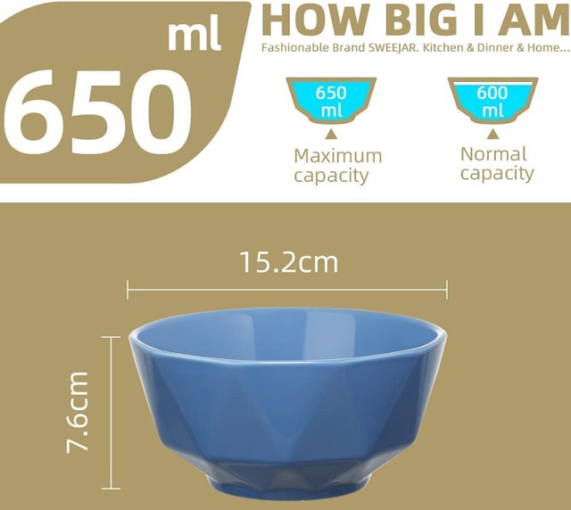SWEEJAR Porcelain Bowls Geometric Design 6 Pack - photo 3