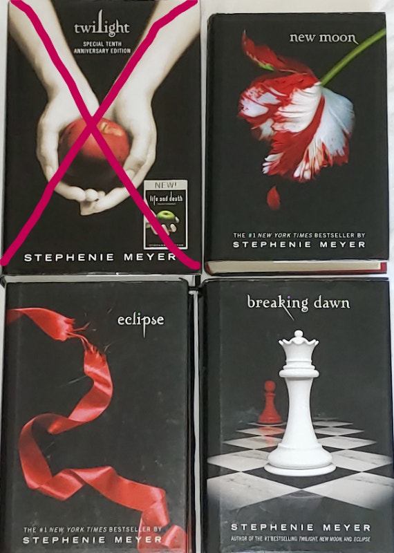 3 Twilight HARD Cover Books - New Moon, Eclipse, Breaking Dawn