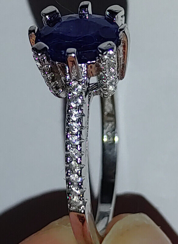925 Silver Cubic Zirconia, Sapphires, Earrings, Pendant, Ring - photo 2