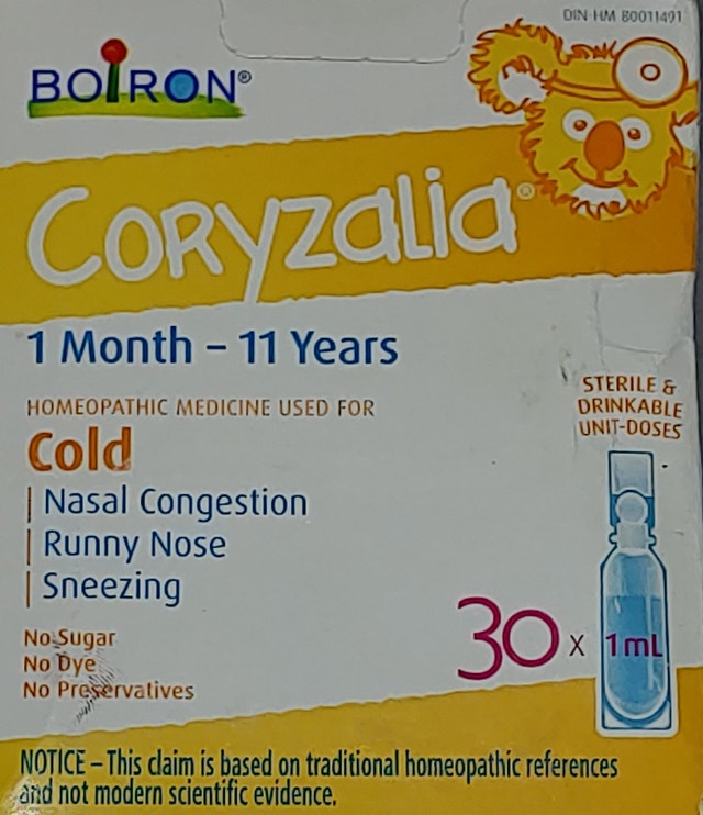NEW Boiron Coryzalia, 30 Doses, Baby Cold Relief Drops