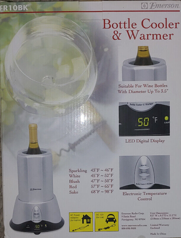 NEW Emerson Single Bottle Wine Chiller & Warmer - Sealed In Box - photo 4