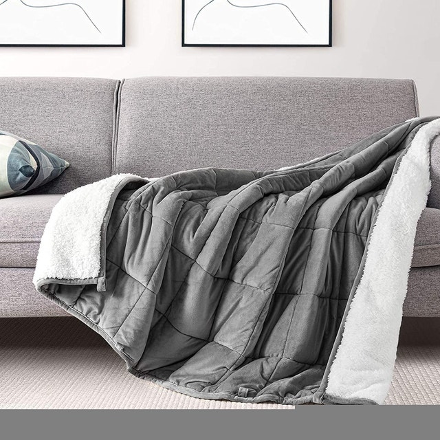 NEW Zonli 60x80" 15lbs Grey Sherpa Fleece Weighted Blanket - photo 2