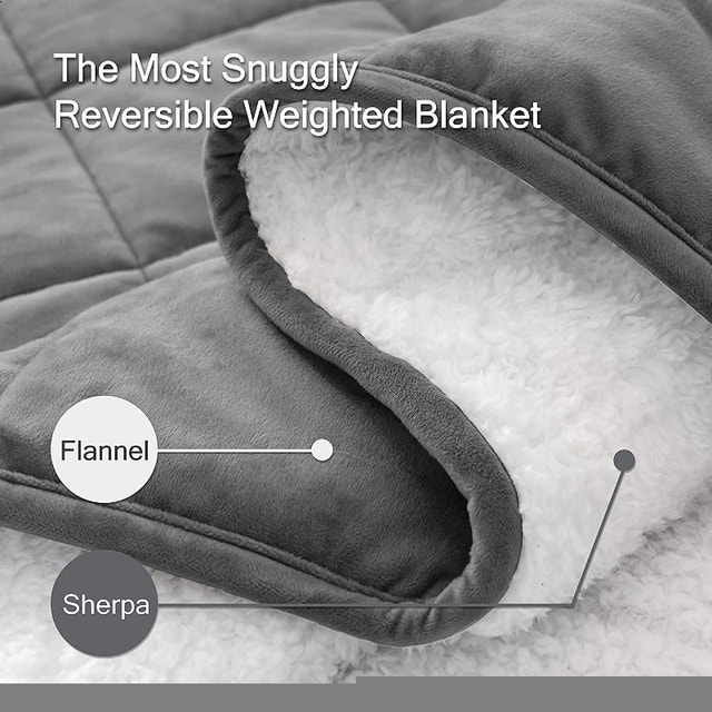 NEW Zonli 60x80" 15lbs Grey Sherpa Fleece Weighted Blanket - photo 3