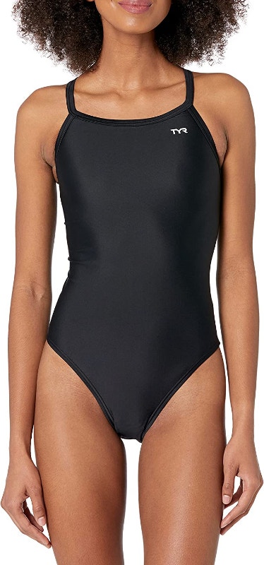 NEW TYR Sport Women's Solid Black Diamondback Swimsuit XXL (38)
