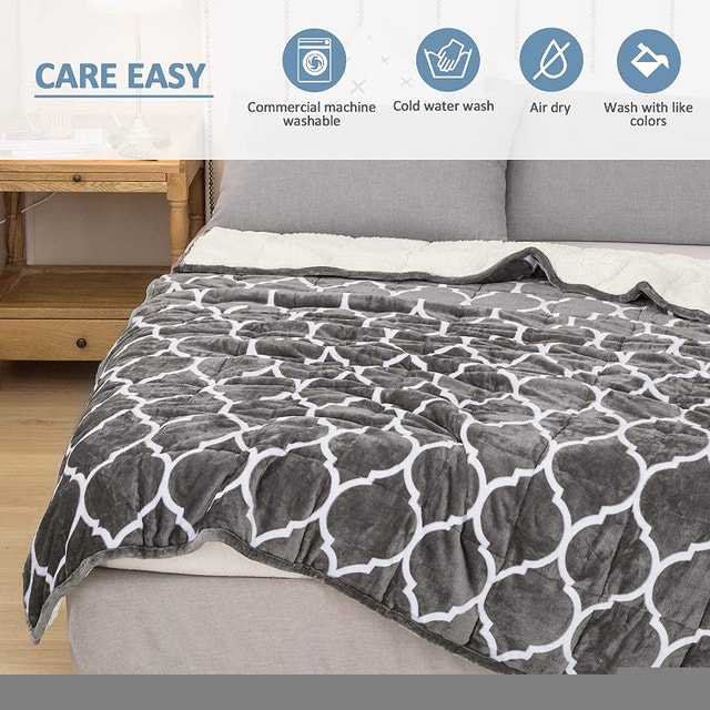 NEW Weighted Blanket Queen 60x80" 20lbs, 2 IN 1 Dual Side Sherpa - photo 2