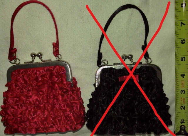 Evening Purse / Clutch - Red Crinkle/Crush Metal Snap & Strap