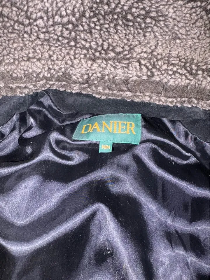 Black Danier Leather mid-length size M coat image indicator(2)