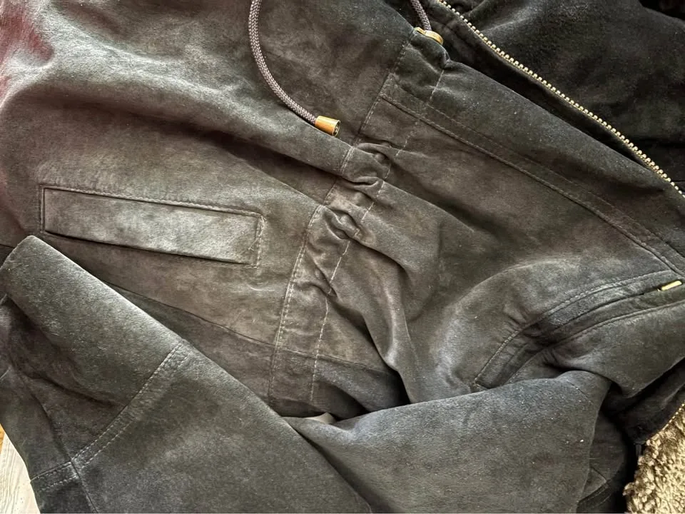 Black Danier Leather mid-length size M coat image indicator(3)