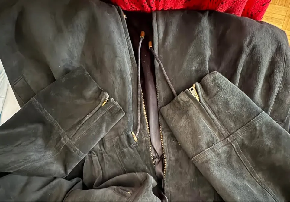 Black Danier Leather mid-length size M coat image indicator(4)